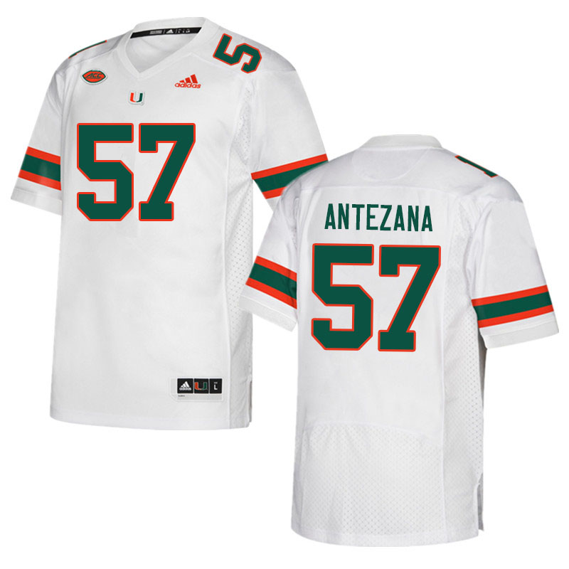 Men #57 Matt Antezana Miami Hurricanes College Football Jerseys Sale-White - Click Image to Close